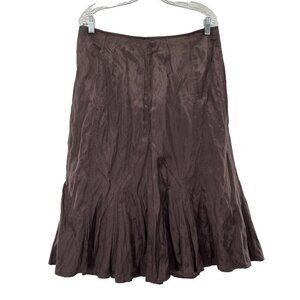 TSD Two Star Dog Size‎ Large Viscose Cotton Metal Crinkle Skirt Brown